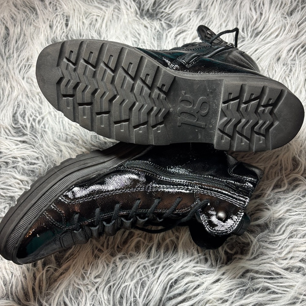 $499 Paul Green Combat Boot Black Patent Leather Merino Wool Austria Shoes 9.5US - Picture 11 of 11